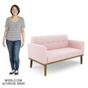 Ver imagem 5 de Sofá Namoradeira Base Madeira Castanho Ana Suede Rosa Bebê - Ibiza