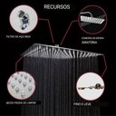 Ver imagem 4 de Ducha Chuveiro 20x20 Black Fosco Slim Inox com Braço 38 Cm