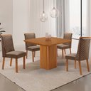 Ver imagem 1 de Mesa de Jantar Eloise 90cm Tampo MDF Laminado Canto Copo com 4 Cadeiras Yasmin