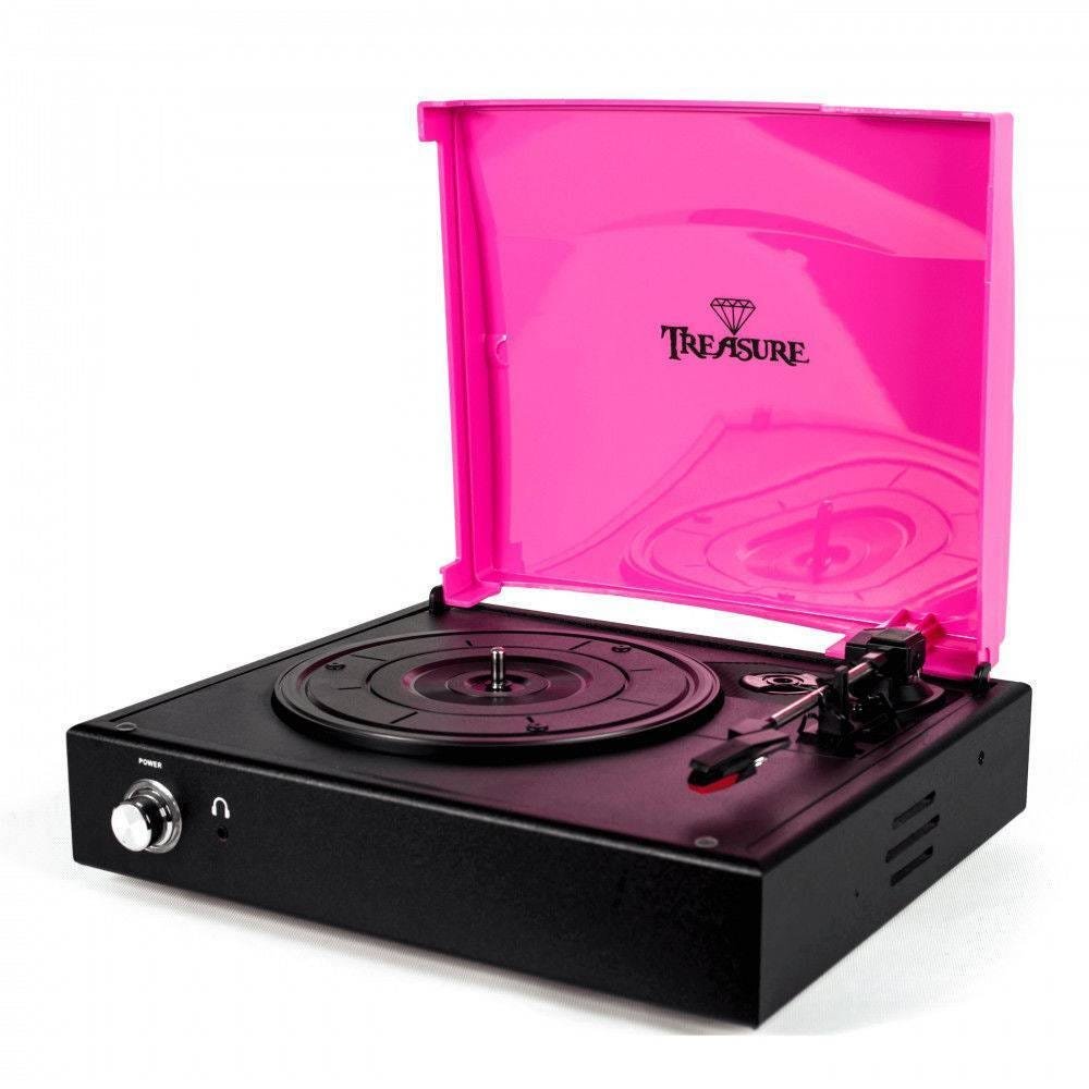 Vitrola Toca Discos Treasure Pink And Black Echo Vintage - 3