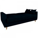 Ver imagem 4 de Sofá Cama 3 Lugares Emilia Reclinável Veludo Preto - Matrix