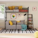 Ver imagem 1 de Cama Alta em Ferro Aço Carbono Tubular Teko Casatema MadeiraOriginals Preto/Fosco/Álamo