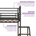 Ver imagem 4 de Cama Alta em Ferro Aço Carbono Tubular Teko Casatema MadeiraOriginals Preto/Fosco/Álamo
