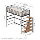 Ver imagem 3 de Cama Alta em Ferro Aço Carbono Tubular Teko Casatema MadeiraOriginals Preto/Fosco/Álamo