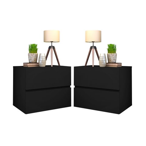 Kit Mesa de Cabeceira Lateral Apoio Suspensa Eros 45 Preto