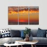 Quadro Pôr do Sol Praia Horizonte decorativo 105x65 Conjunto - 5