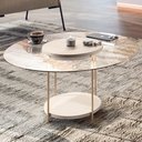 Ver imagem 2 de Kit 02 Mesas de Centro para Sala Redonda Tampo Vidro Pés Aço Allure B01 Off White - Lyam Decor