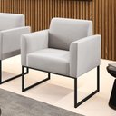 Ver imagem 5 de Poltrona Base Industrial Preto Marisa Veludo D03 - D\'rossi Cor Cinza