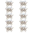 Ver imagem 1 de Kit 10 Conjuntos De Mesa Com 4 Cadeiras De Madeira Dobravel 70X70 Sem Pintura/Crua - Marrom