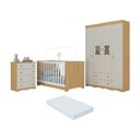 Ver imagem 1 de Quarto de Bebê Completo Berço Americano 3 em 1 Colchão Doçura Multimóveis Mp4666 Madeirado/off