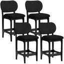 Ver imagem 1 de Kit 04 Banquetas Baixa Bar Cozinha E Sala De Jantar Fixa Betta L02 Preto Linho Chumbo - Lyam Decor