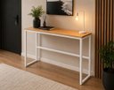 Ver imagem 3 de Mesa Jantar Aparador Bancada Alta Industrial 100x60cm Tampo Natural Pés Branco