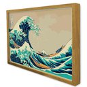 Ver imagem 1 de Quadro Decorativo a Grande Onda de Kanagawa em Moldura Caixa Tacolado Moldura Caixa 3cm Freijó com V