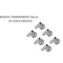 Ver imagem 2 de Kit 6 Rodinhas Rodizios Fixos Transparente Rigida para Moveis 38mm