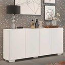 Ver imagem 7 de Aparador Buffet 4 Portas Com Pés Quadrados Veneza Multimóveis V3557 Branco Branco