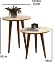Ver imagem 2 de kit 2 mesas sala retrô pés palito, lateral e apoio georgia - off white / freijo - Comprar Moveis Em