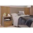 Ver imagem 1 de Cabeceira Cama Box Estofada Extensível Casal/queen/king Lucius 2 Mesas C/ 1 Gaveta Buriti/fendi -