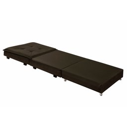 Puff Solteiro Marrom que Vira Cama com Rodízios e Bau para Sala Quarto Apartamento - 5