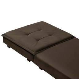 Puff Solteiro Marrom que Vira Cama com Rodízios e Bau para Sala Quarto Apartamento - 4