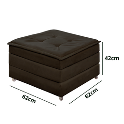 Puff Solteiro Marrom que Vira Cama com Rodízios e Bau para Sala Quarto Apartamento - 7