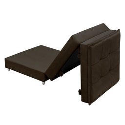 Puff Solteiro Marrom que Vira Cama com Rodízios e Bau para Sala Quarto Apartamento - 3