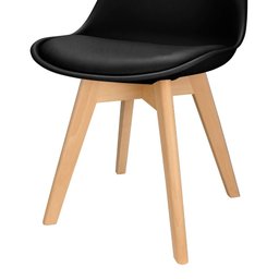 Cadeira Charles Eames Leda Design Wood Estofada Base Madeira Preta - 4