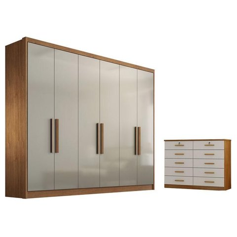 Guarda Roupa Casal Linea e Gaveteiro Milão com Chave Cumaru 25 Fendi - Novo Horizonte