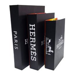Kit 3 Caixas Livro Decorativa Porta Objetos Hermès Paris - 2