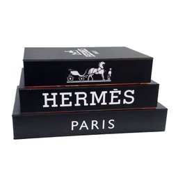 Kit 3 Caixas Livro Decorativa Porta Objetos Hermès Paris - 1