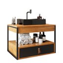 Ver imagem 1 de Gabinete para Banheiro Harley 1 Gaveta e Cuba Dalla Preta Preto/canela/preto