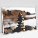 Ver imagem 1 de Quadro Decorativo em Canvas Meditação e Equilíbrio - Moldura Branca - 90 x 60cm