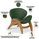 Ver imagem 4 de Kit 4 Poltronas Decorativa Orgânica Sala Living Kadosh L02 Couríssimo Verde Musgo - Lyam Decor