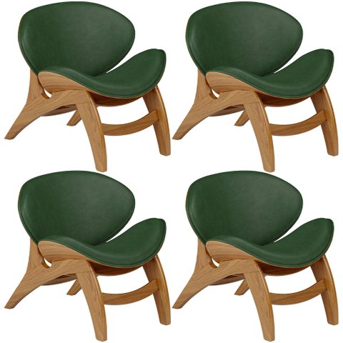 Kit 4 Poltronas Decorativa Orgânica Sala Living Kadosh L02 Couríssimo Verde Musgo - Lyam Decor