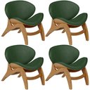Ver imagem 1 de Kit 4 Poltronas Decorativa Orgânica Sala Living Kadosh L02 Couríssimo Verde Musgo - Lyam Decor