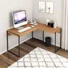 Mesa para Escritório Estilo Industrial em L 1,36m 1 Gaveta Me4157 Tecno Mobili - Amêndoa/preto - 2