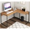 Mesa para Escritório Estilo Industrial em L 1,36m 1 Gaveta Me4157 Tecno Mobili - Amêndoa/preto - 1