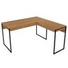 Mesa para Escritório Estilo Industrial em L 1,36m 1 Gaveta Me4157 Tecno Mobili - Amêndoa/preto - 4