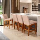 Ver imagem 2 de Banqueta Baixa Para Cozinha Bancada Bar Sala De Jantar Fixa Mila L02 Linho Rosê - Lyam Decor