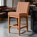 Ver imagem 4 de Banqueta Baixa para Cozinha Bancada Bar Sala de Jantar Fixa Mila L02 Linho Rosê - Lyam Decor