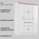 Ver imagem 4 de Guarda Roupa Casal 6 Portas 62020 Branco Rosa Flex Demobile