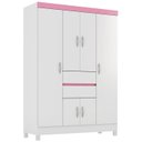 Ver imagem 2 de Guarda Roupa Casal 6 Portas 62020 Branco Rosa Flex Demobile