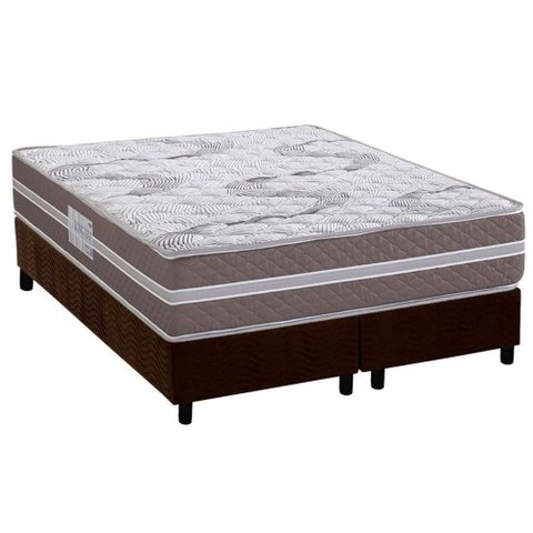 Conjunto Box Queen: Colchão Espuma Herval D33 Long Live + Base Crc Suede Brown (158x198)