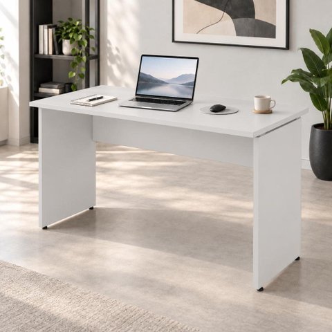 Mesa Retangular Escrivaninha 150 cm X 60 cm Tampo 25 mm Pés Painel F5 Office