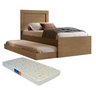 Bicama Solteiro Com Cama Auxiliar Bibox com Colchão Luara Castanho - 1