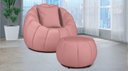 Ver imagem 1 de Kit Poltrona c/ Puff + Almofada Concha Veludo Rosa