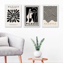Ver imagem 1 de Kit 3 Quadros Artes Matisse Picasso Bauhaus 24x18cm:madeira Preta
