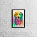 Ver imagem 1 de Quadro Decorativo Labrador Multicolorido 33x24cm - com vidro:Madeira branca