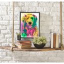 Ver imagem 2 de Quadro Decorativo Labrador Multicolorido 33x24cm - com vidro:Madeira branca