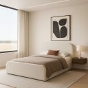 Ver imagem 6 de Cama Queen Cabeceira Estofada Quarto Moderno Alto Padrão:linho Off White