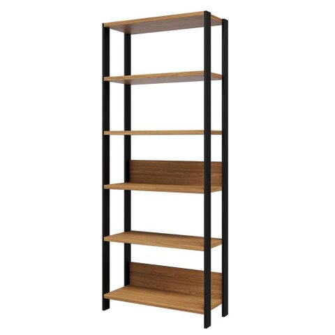 Estante Livros Sala de Estar 73cm x 185cm com 6 Prateleiras Dalla Costa 100% MDF Cor:Freijó com